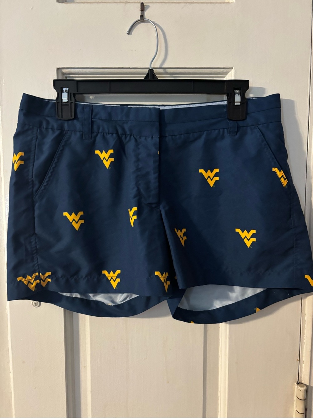 Ovation Chino Shorts Navy Yellow Size 4 Women Casual Polyester Pockets WVU